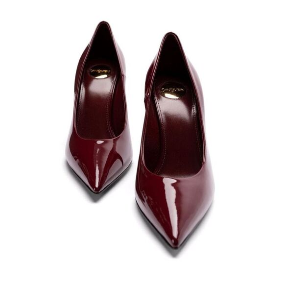 SAINT LAURENT Patent Leather Pointed-Toe Pumps Women RED - Picture 4 of 5